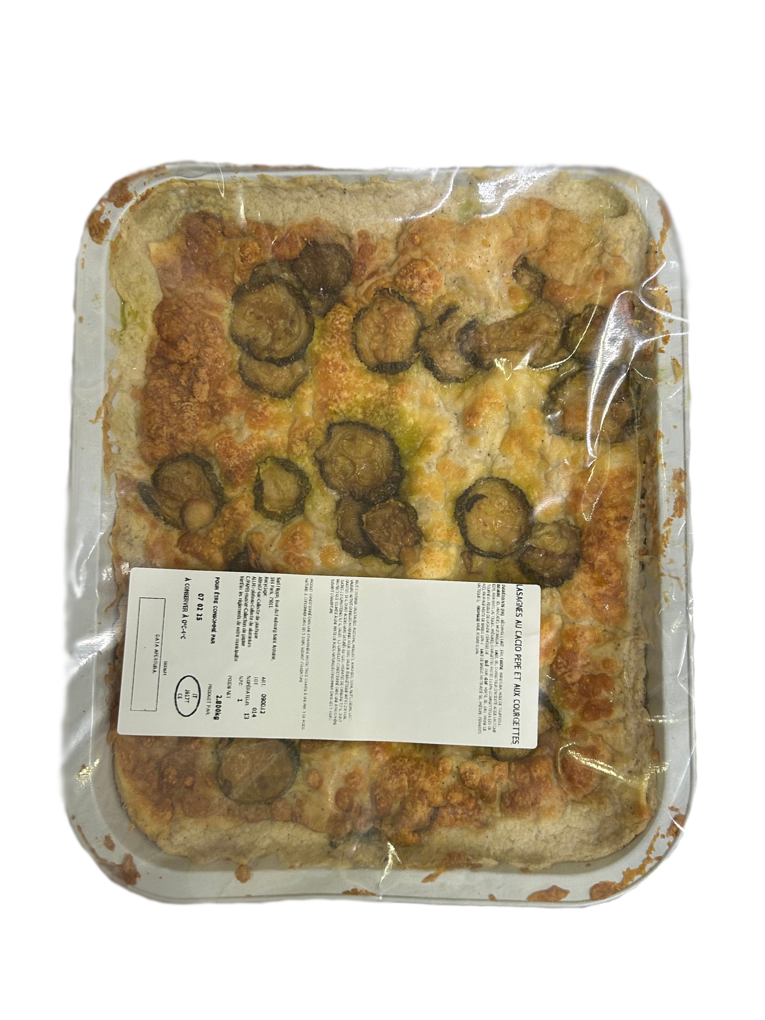 Lasagnes cacio pepe et courgettes grillées.